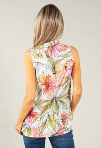 Floral Print Sleeveless Blouse