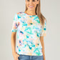 Aqua Flowers Top