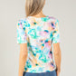 Aqua Flowers Top