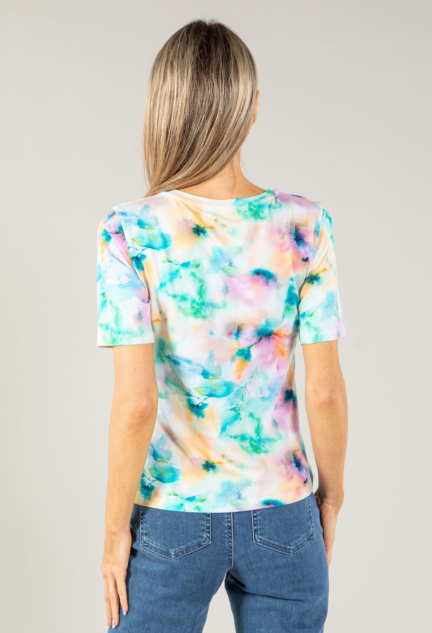 Aqua Flowers Top