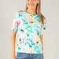 Aqua Flowers Top