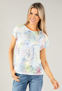 Faded Effect Animal Print Top