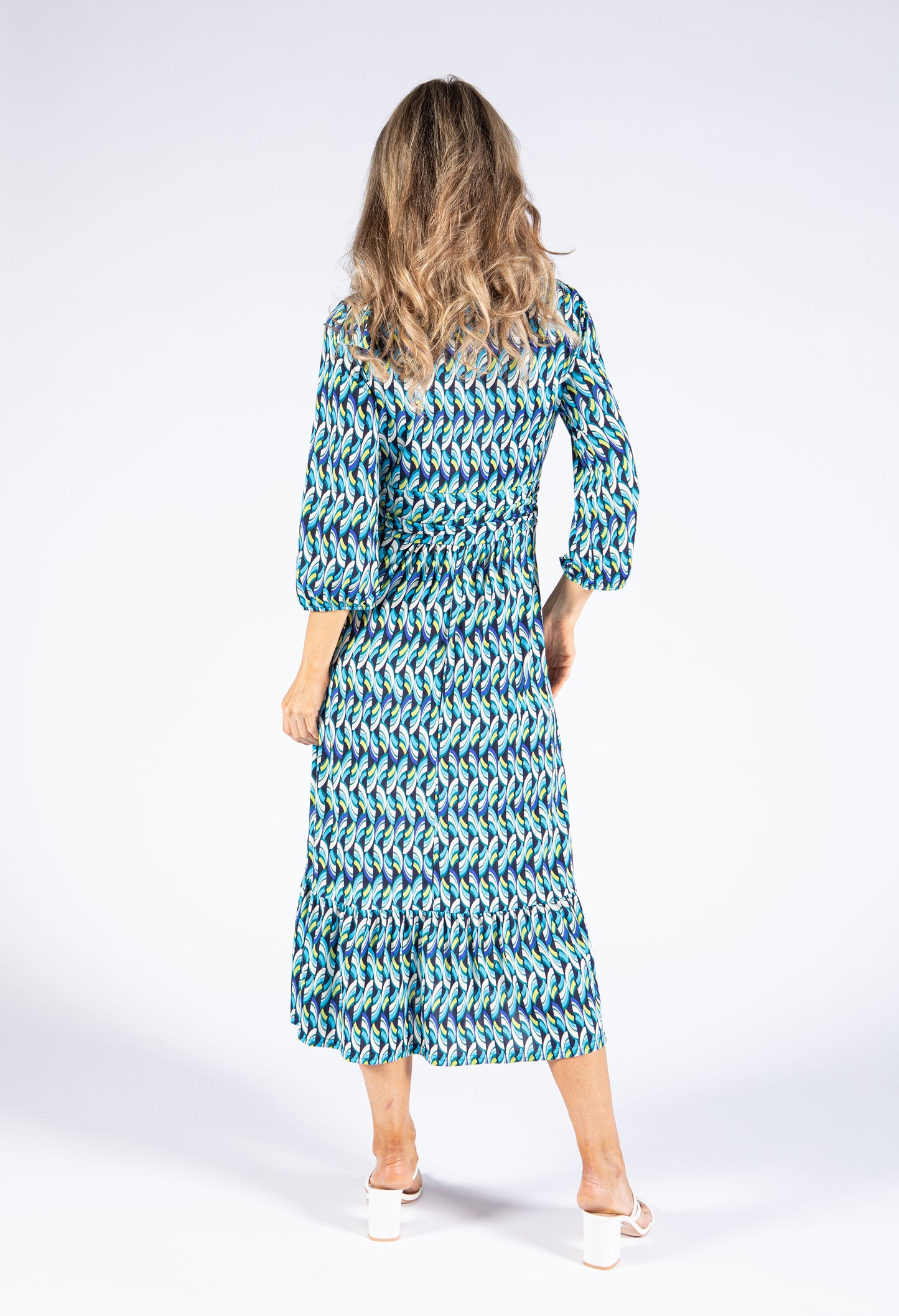 Abstract Print Belted Dress