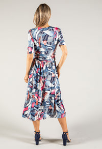 Mixed Print Wrap Bodice Dress