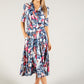 Mixed Print Wrap Bodice Dress