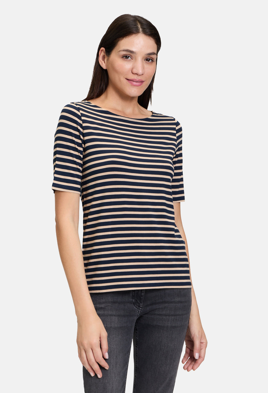 Boat Neck Striped Top