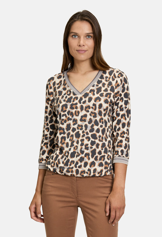 V Neck Leopard Print Top