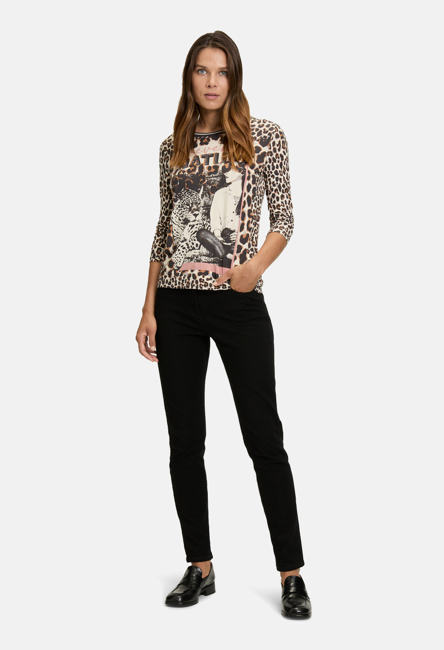 Graphic Leopard Print Top