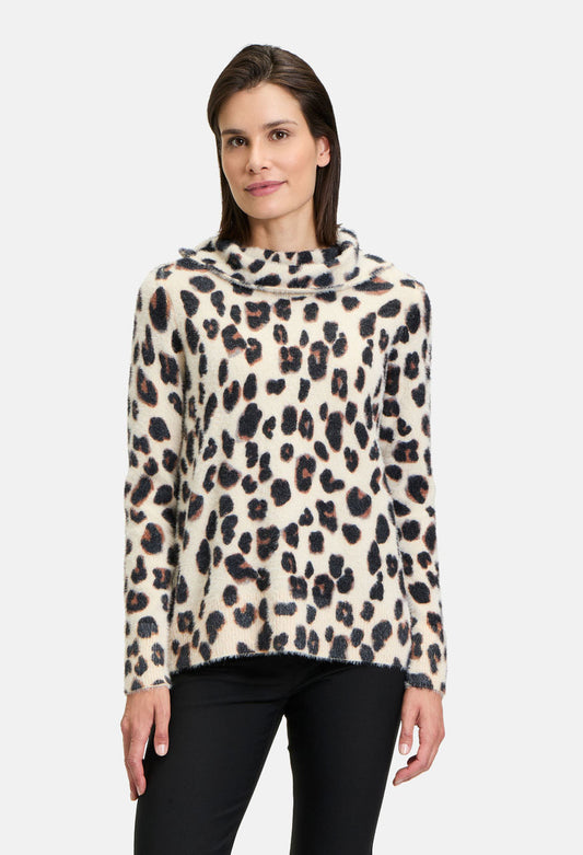 High Neckline Leopard Print Knit