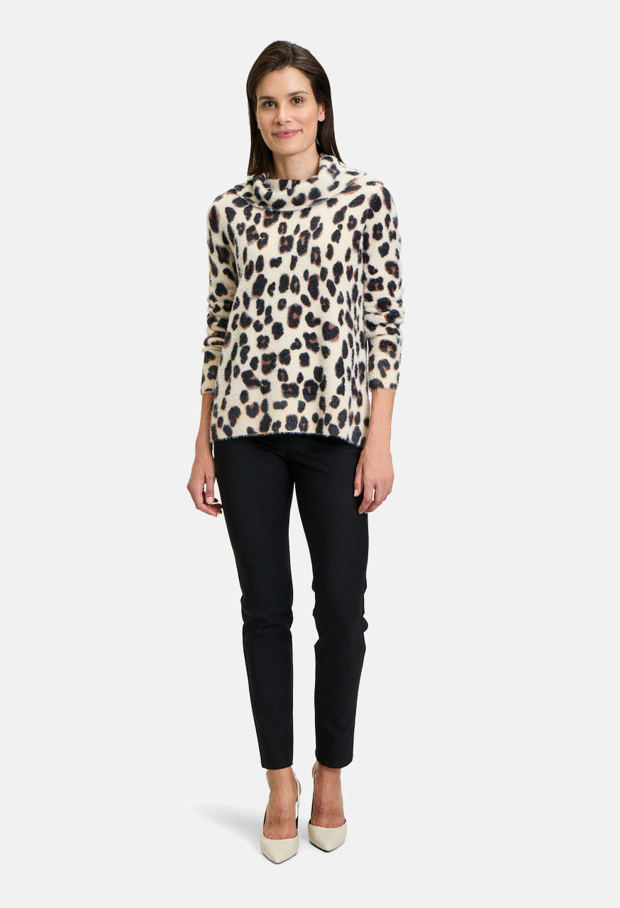 High Neckline Leopard Print Knit