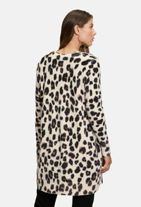 Knitted Longline Leo Print Cardigan