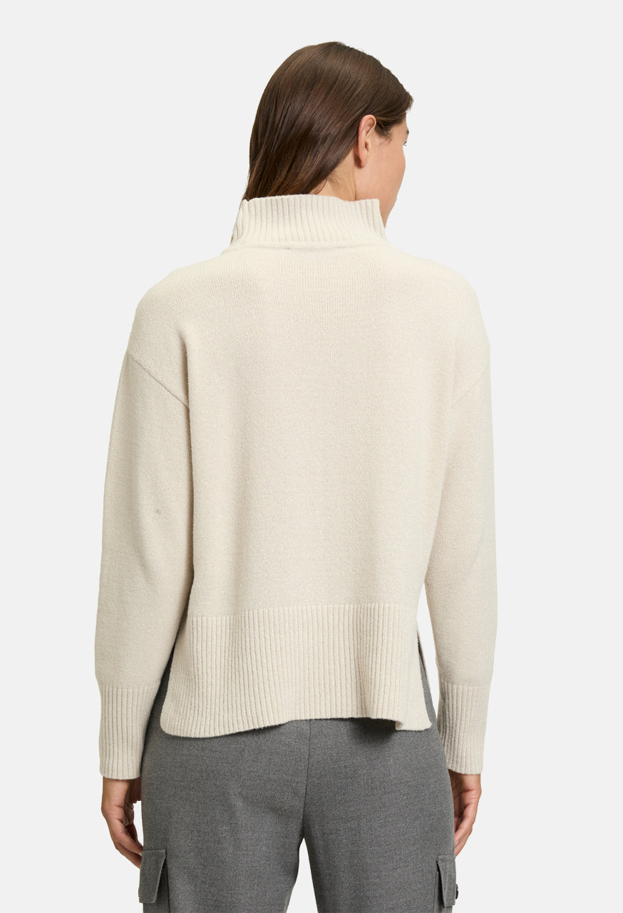 High Neckline Lurex Knit Pullover