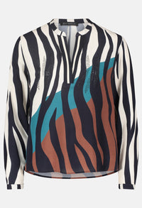 Animal Print V Neckline Blouse