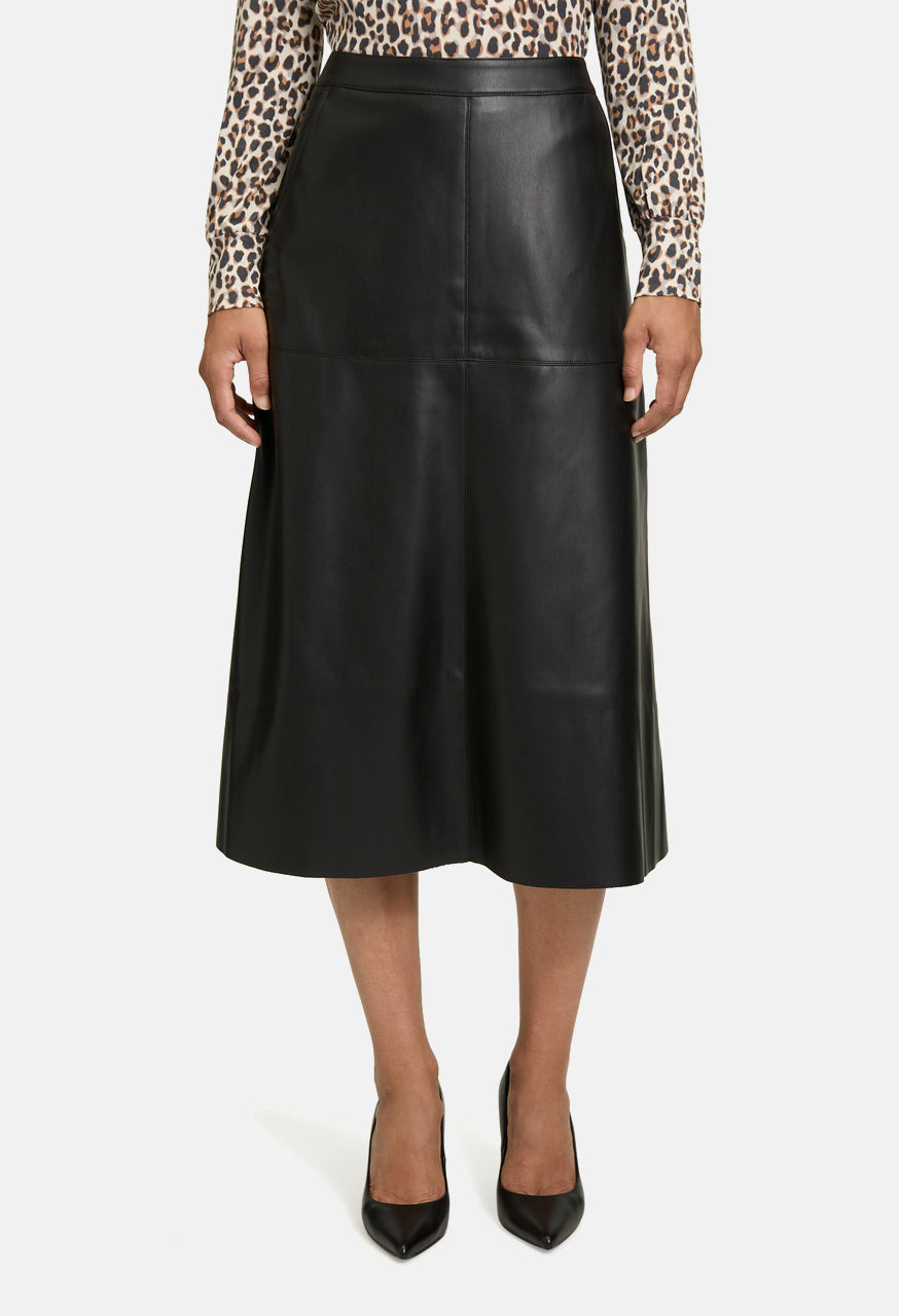 Leather Midi Skirt with Pockets