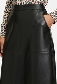 Leather Midi Skirt with Pockets