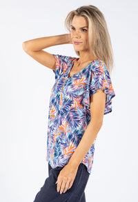 O Ring Tropical Print Top