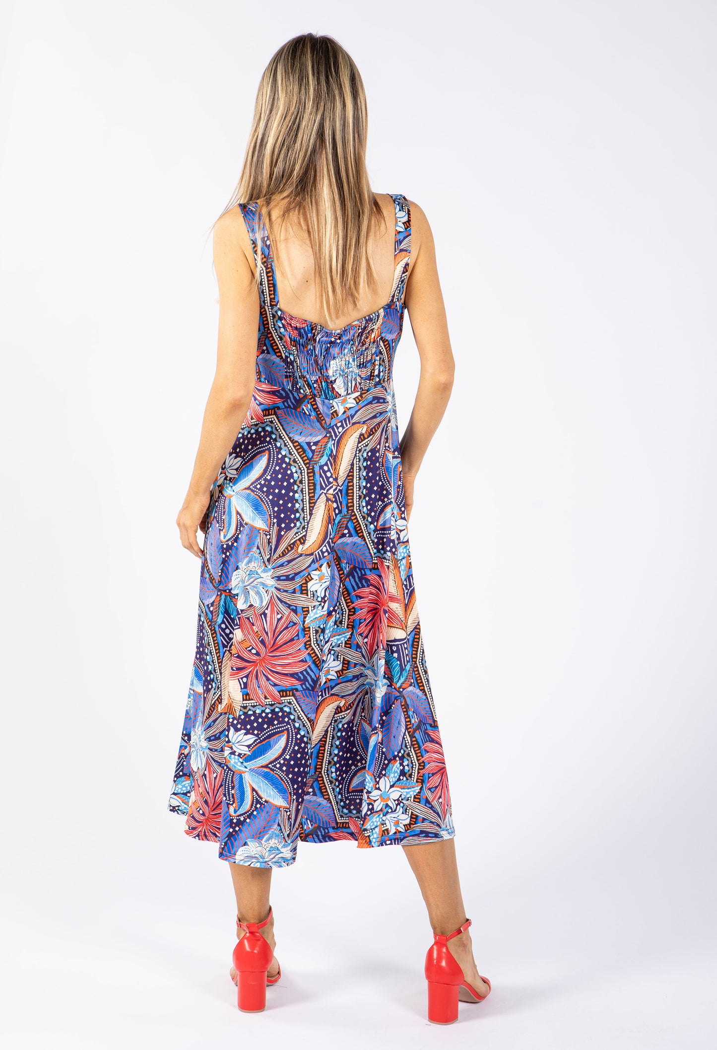 Silky Feeling Palm Print Dress