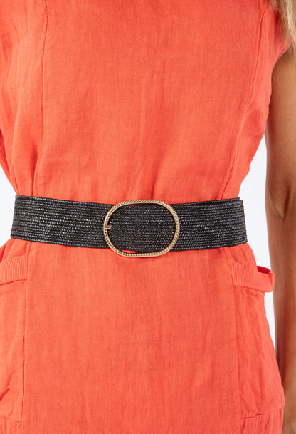 Round Buckle Woven Belt