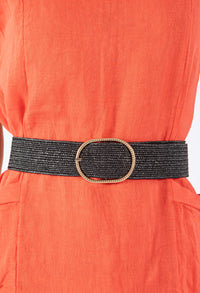 Round Buckle Woven Belt