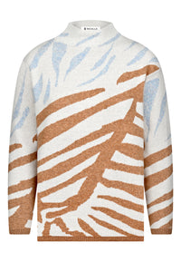 High Neck Printed Knit Pullover