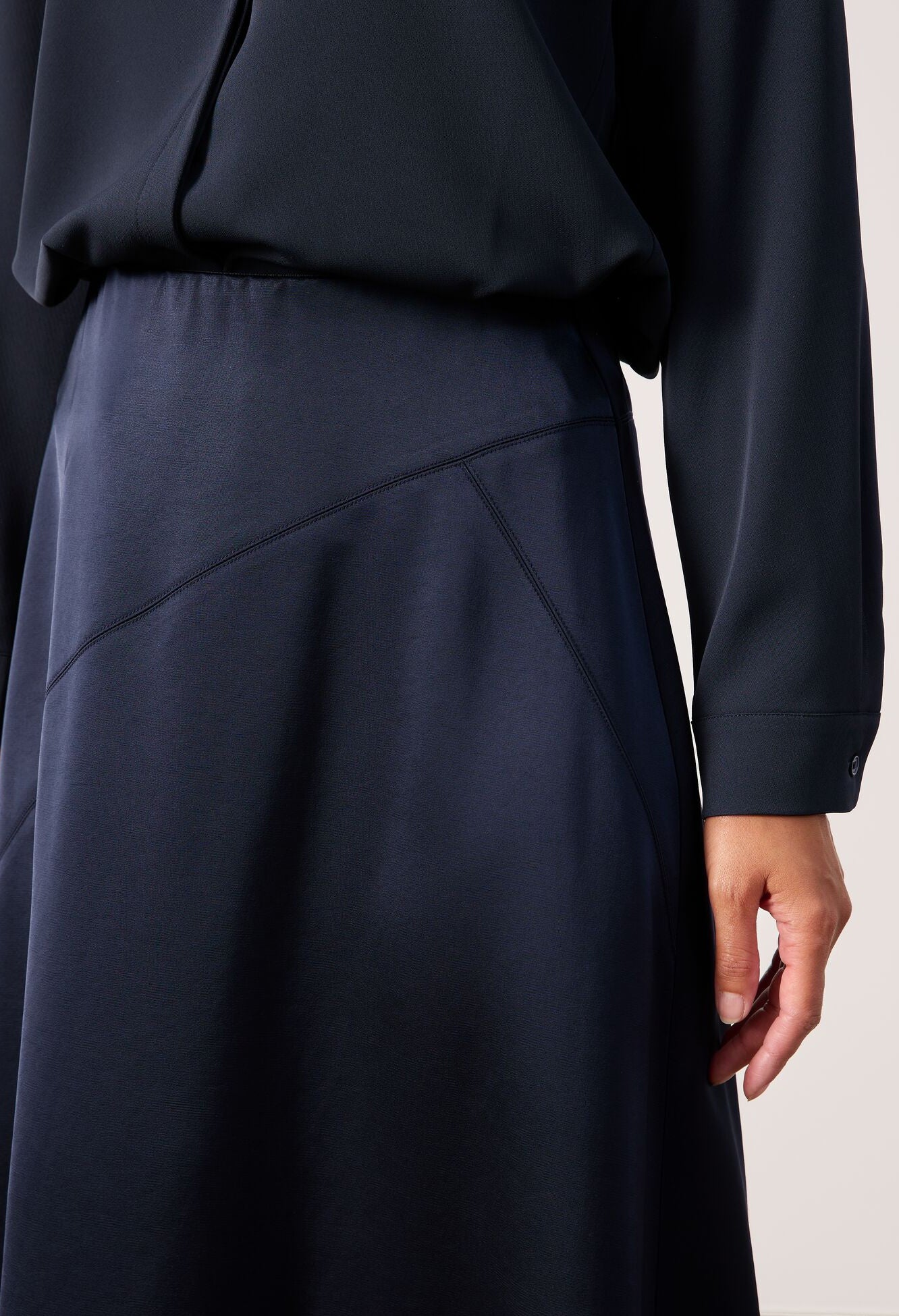 Flowing A-line satin skirt