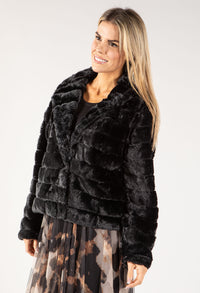 Button Close Short Faux Fur Coat