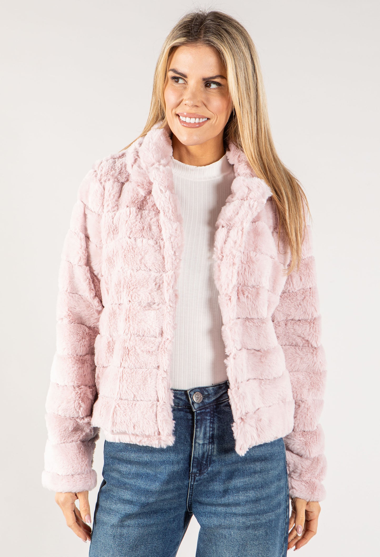 Button Close Short Faux Fur Coat