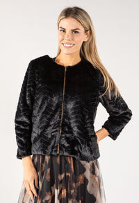 Faux Fur Zip Up Short Coat