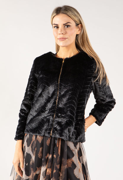 Faux Fur Zip Up Short Coat