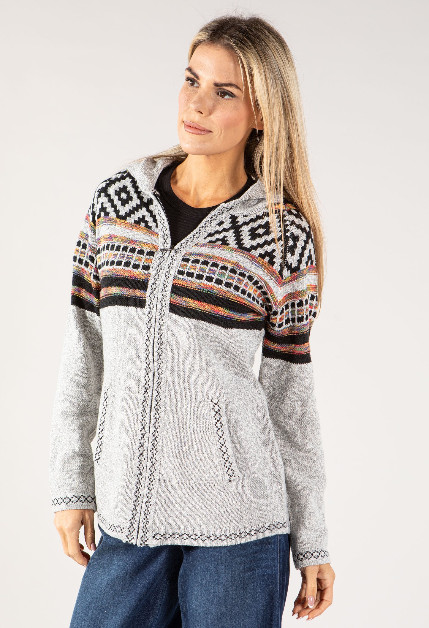 Nordic Style Knit Zip Up Hoodie