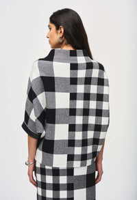 High Neck Check Oversized Top