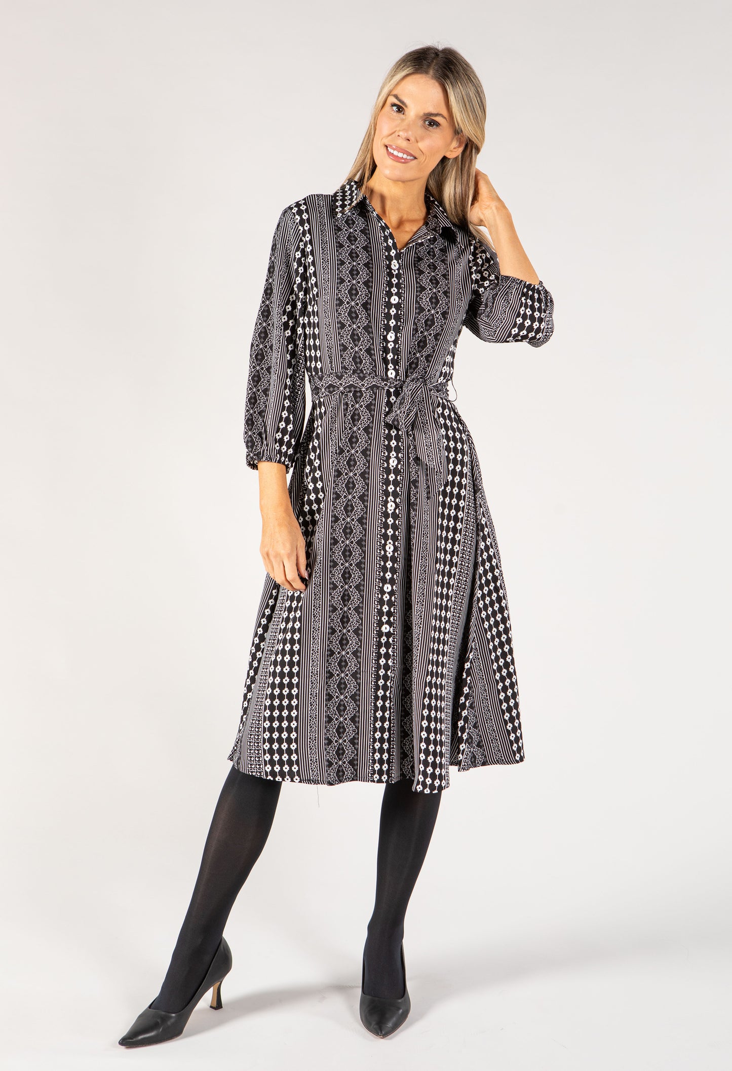 Mixed Print Shirt Dress