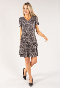 Zig Zag Plisse Tiered Dress