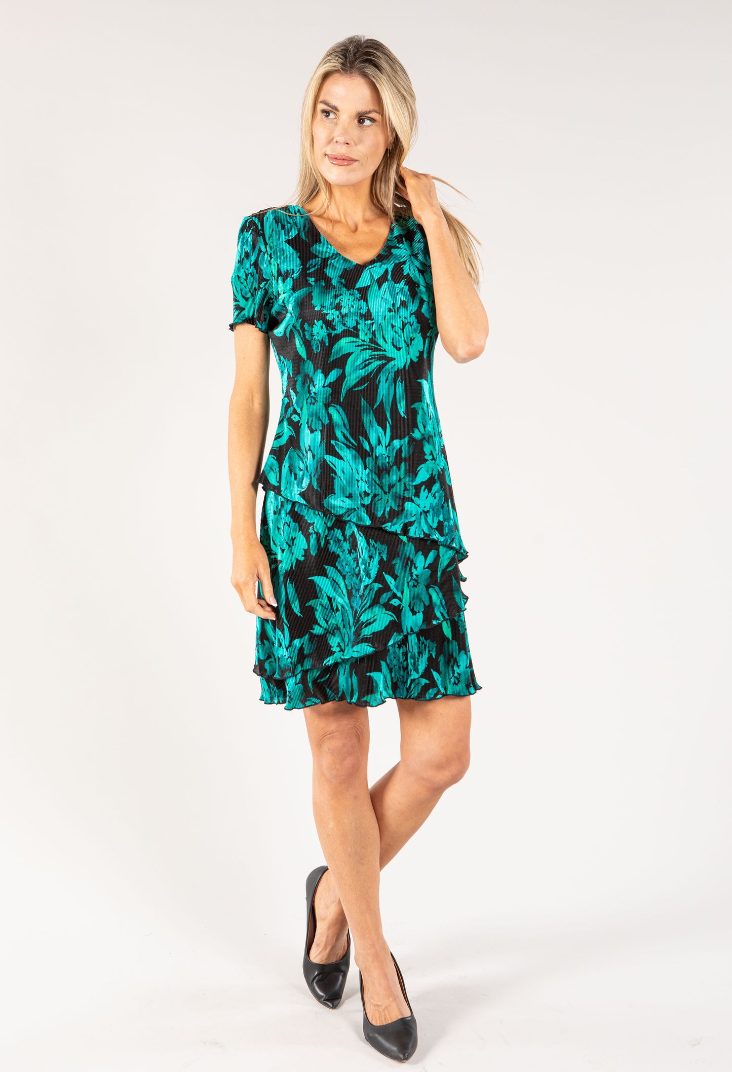 Botanic Plisse Tiered Dress