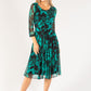 Leaf Print Mesh Tie Front Dress