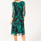 Leaf Print Mesh Tie Front Dress