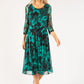 Leaf Print Mesh Tie Front Dress