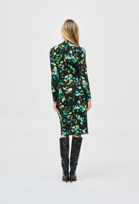 Silky Knit Abstract Print Wrap Dress