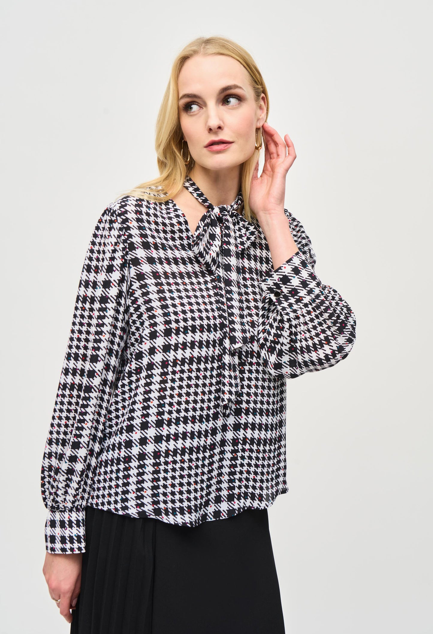 Georgette Plaid Puff Sleeve Top