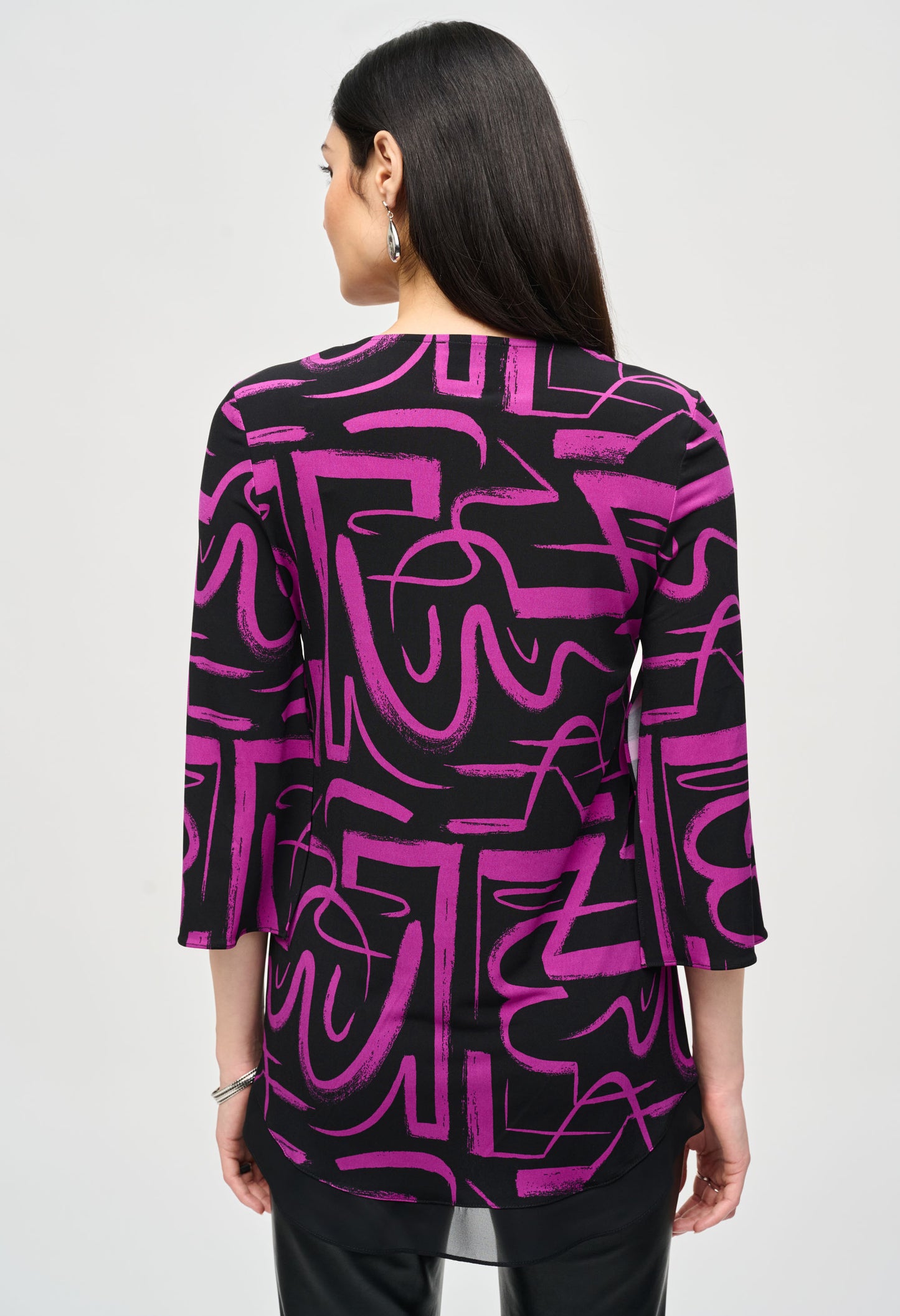 Silky Knit Abstract Print Flared Top