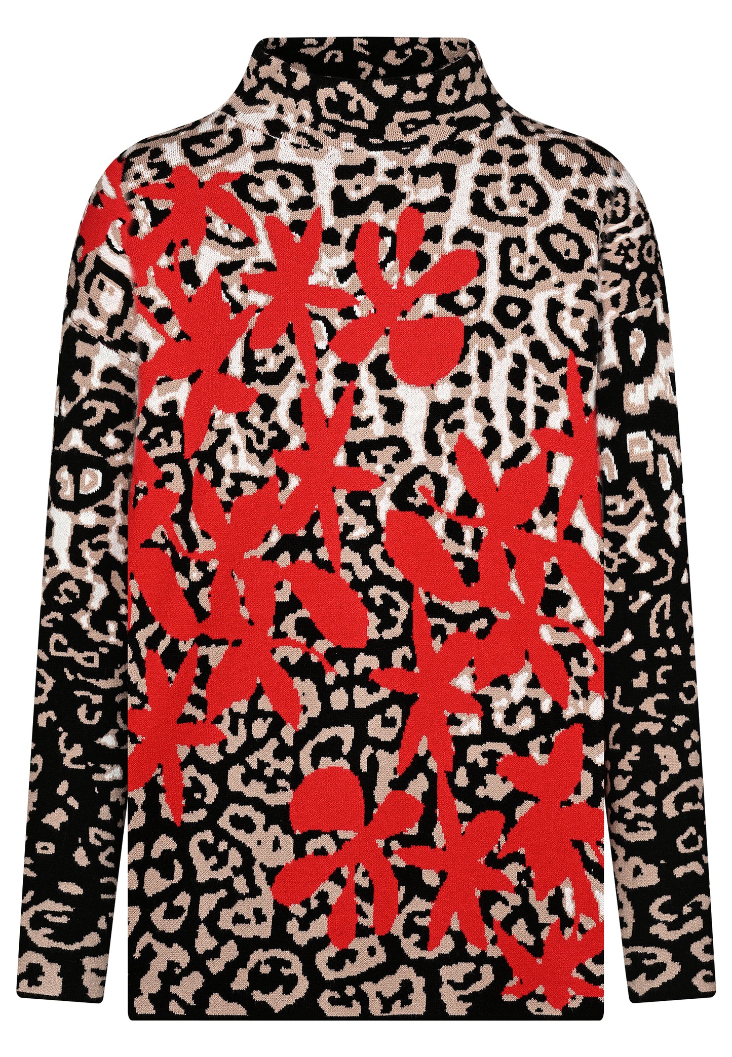 Leopard Print with Floral Graphic Pullover