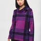 Casual Tartan Cowl Neck Top