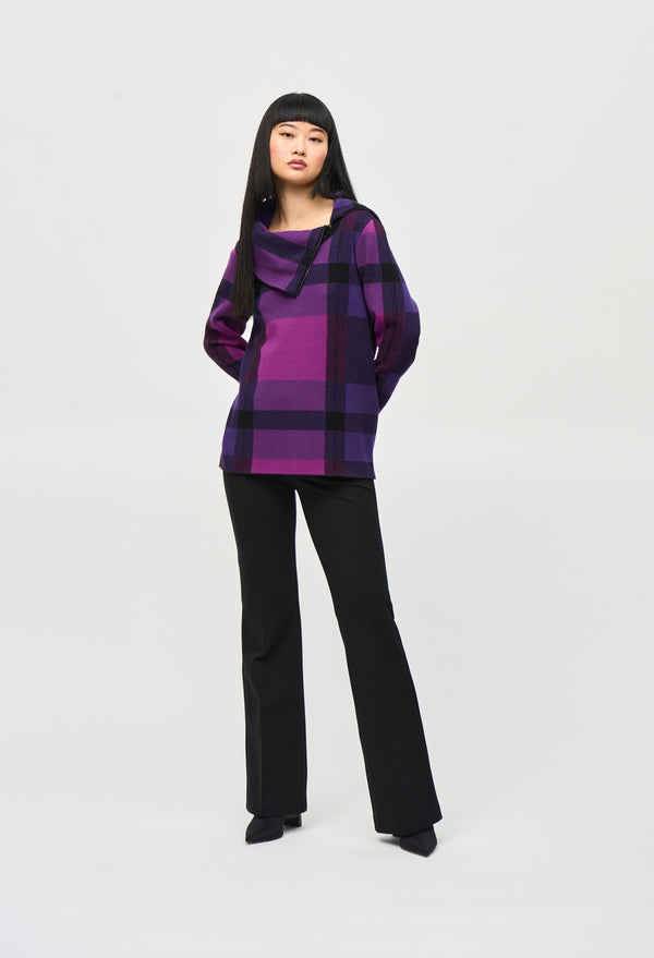 Casual Tartan Cowl Neck Top