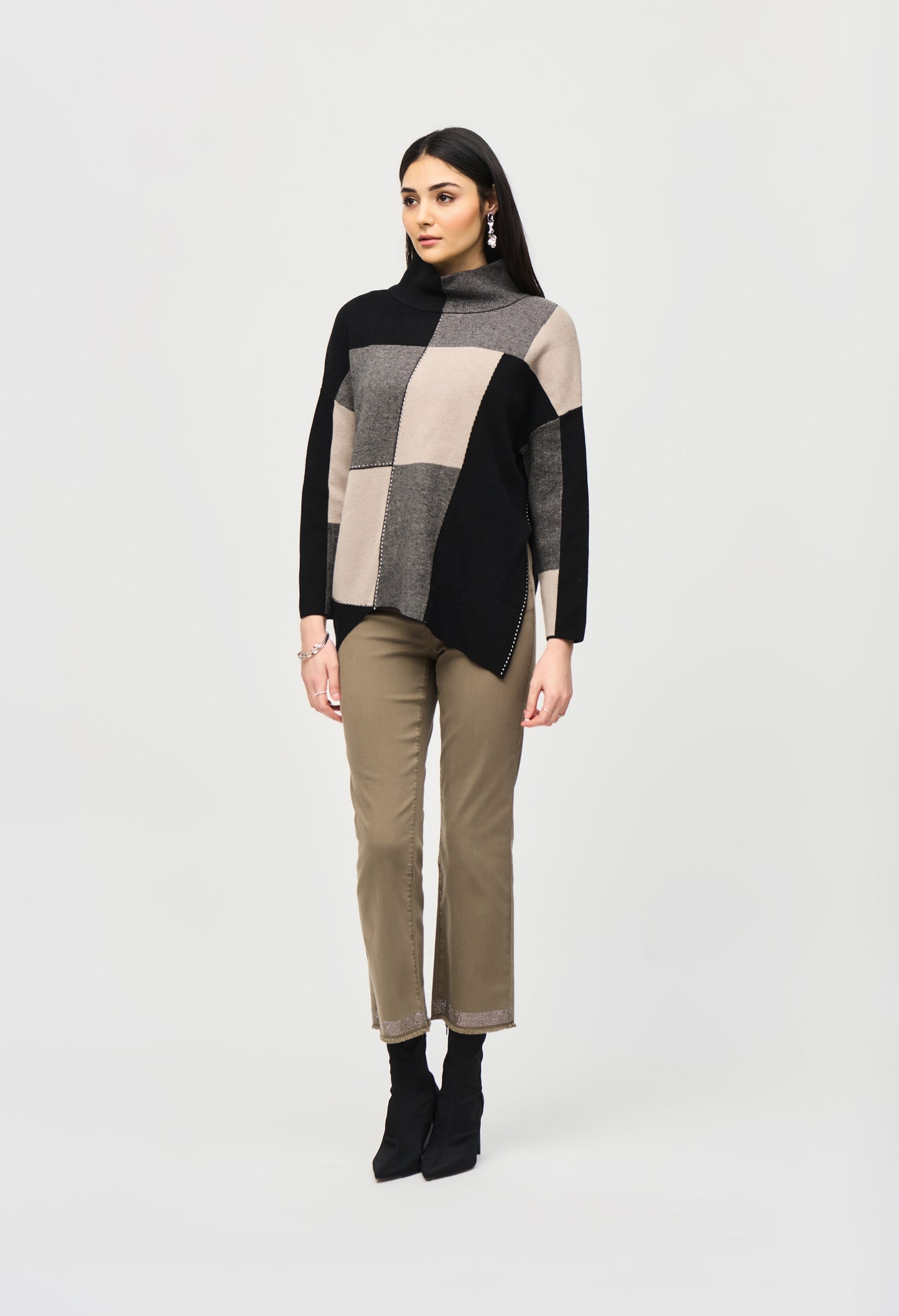 Colour-block Jacquard Knit Pullover