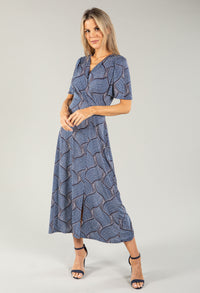 Polka Dot Printed Wrap Bodice Dress