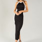 Sleeveless High Neck Contrast Maxi Dress