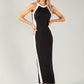 Sleeveless High Neck Contrast Maxi Dress