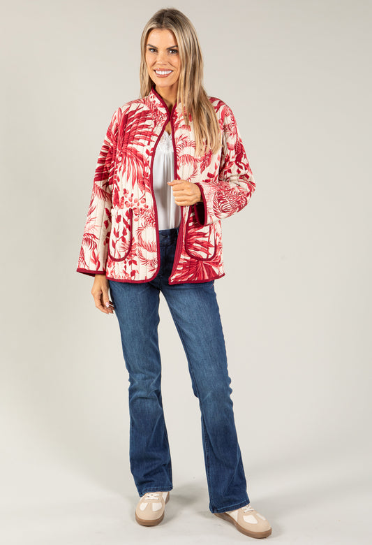 Palm Printed Quilted Jacket