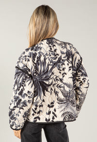 Botanical Tie Front Quilted Jacket