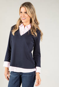 Two in One Pullover with Light Stripes